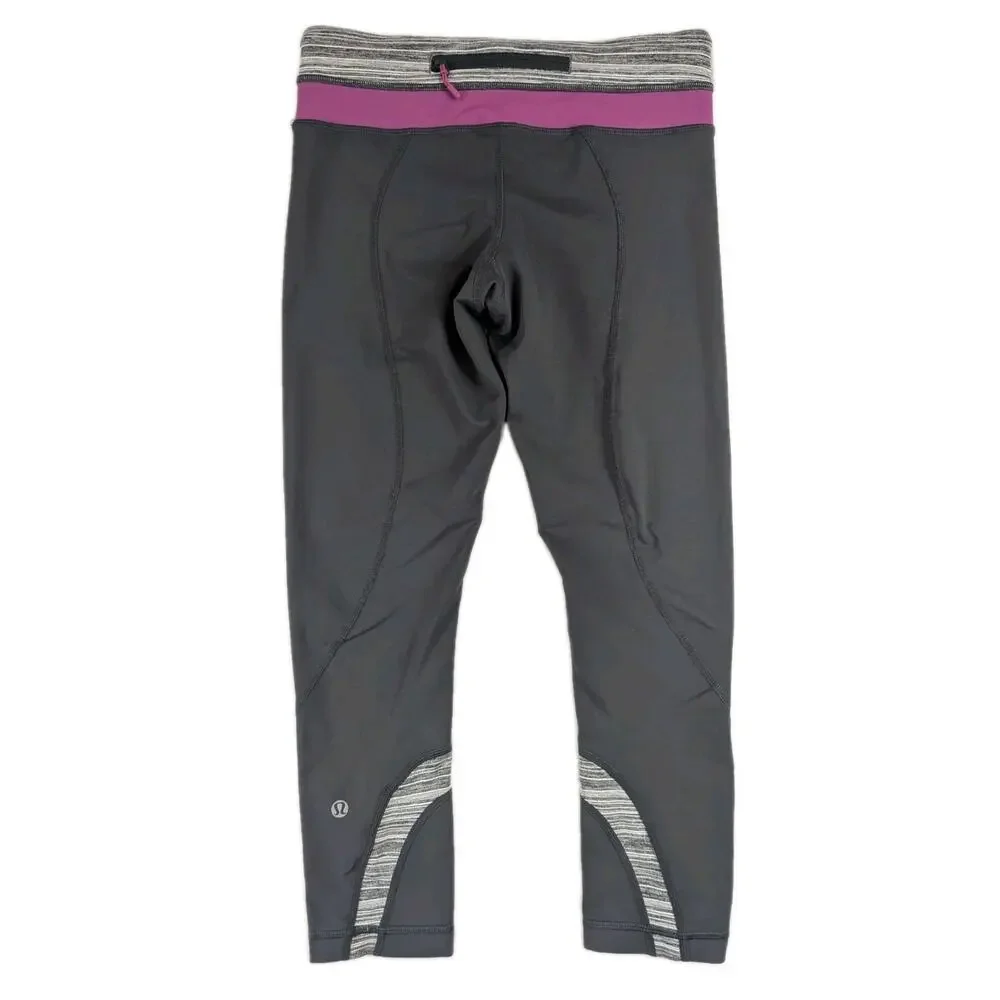 Lululemon Inspire Leggings Gray Pink Yoga Running Pockets Womens Sz 6